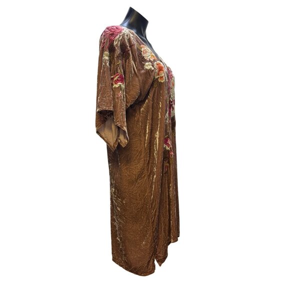 Johnny Was Embroidered Velvet Brown Dress With Rose Floral Design M - Picture 3 of 7